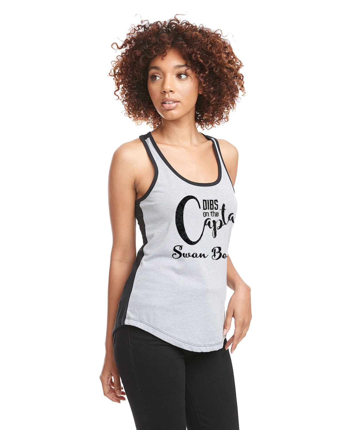 Black & Grey Razar back "Dibs on the Captain" tank