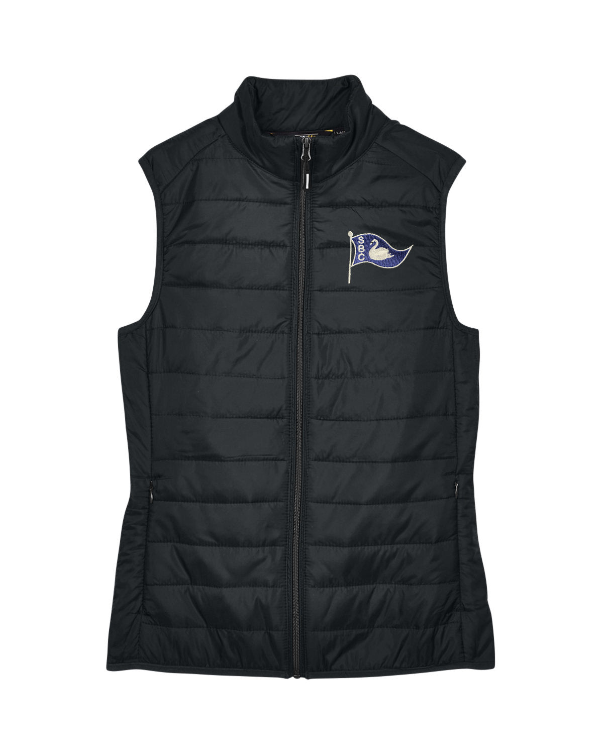 Ladies' Prevail Packable Puffer Vest with Swan embroidered burgee