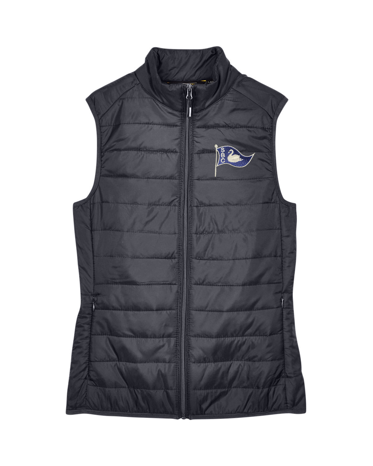 Ladies' Prevail Packable Puffer Vest with Swan embroidered burgee