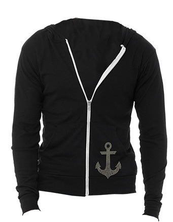 BELLA+CANVAS Light Weight Full Zip-Up Rhinestone Bling Hoodie