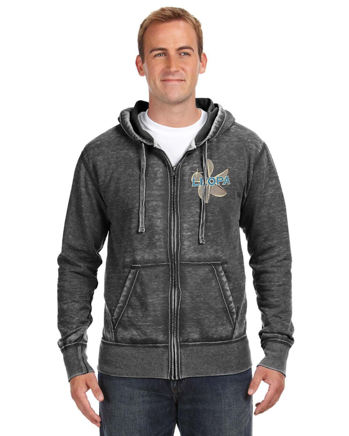 Vintage LEOPA full zip Hoodie with American Flag