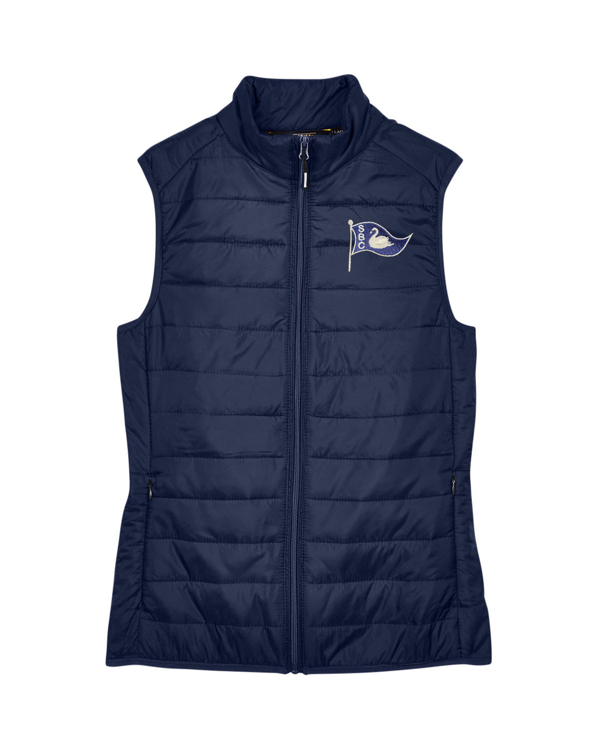 Ladies' Prevail Packable Puffer Vest with Swan embroidered burgee