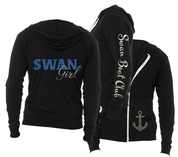 BELLA+CANVAS Light Weight Full Zip-Up Rhinestone Bling Hoodie