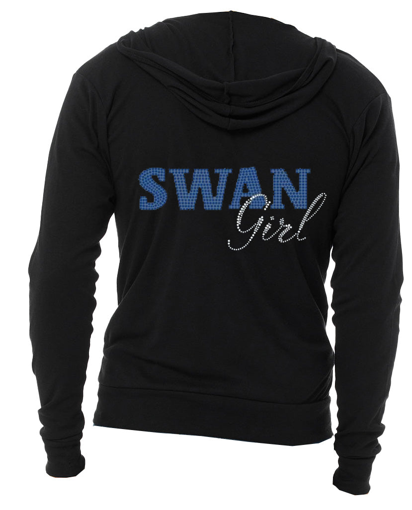 BELLA+CANVAS Light Weight Full Zip-Up Rhinestone Bling Hoodie