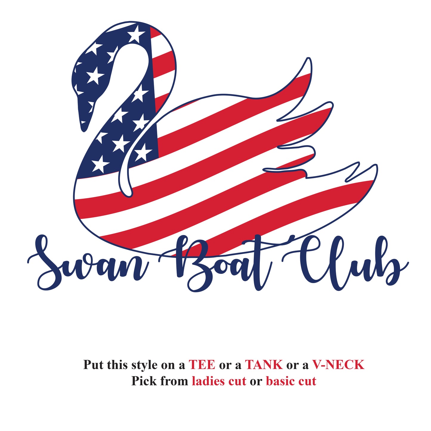American Flag Swan Pick your Apparel