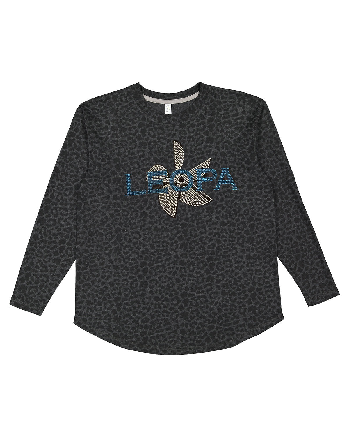 Leopard Print Sweatshirts with Rhinestone LEOPA log